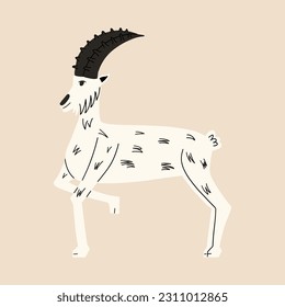 Wild goat in flat style. Vector illustration
