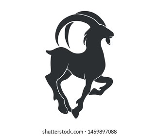 wild goat icon. side view. isolated vector silhouette logo image of animal