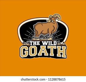 The wild goat logo mascot with editable orange background