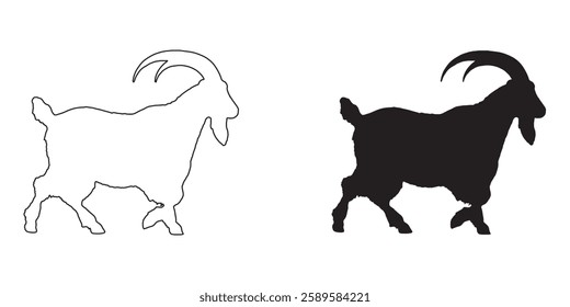 Wild Goat Silhouette - Sharp Goat Vector for Logos
