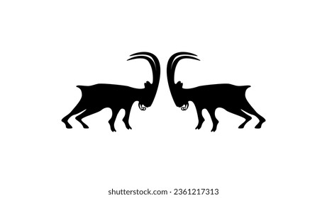 Wild Goats Fighting, high quality vector