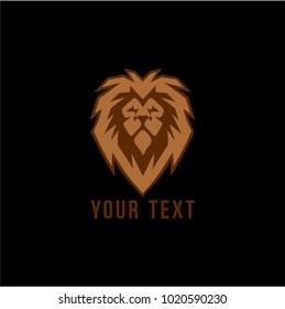 Wild Gold Lion Head Logo Flat Design Vector Icon