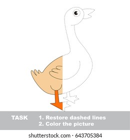 Wild Goose. Dot to dot educational game for kids. Half tracing page.