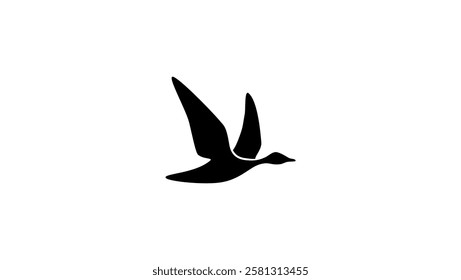 wild goose symbol, black isolated silhouette