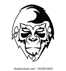 wild gorilla animal head monochrome icon vector illustration design