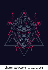 Wild Gorilla head with sacred geometry pattern