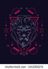 Wild Gorilla head with sacred geometry pattern