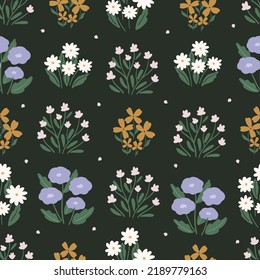 Wild grass seamless patterns, mystical vector repeating background. Floral digital paper