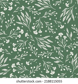 Wild grass wildflower branches seamless patterns, mystical herb botanical neutral vector repeating background. Floral digital paper Arkivvektor