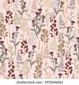 Wild grasses seamless pattern design
