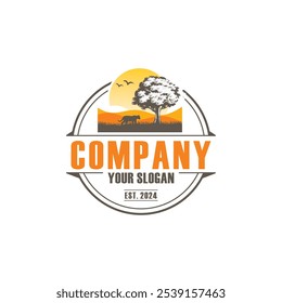 wild Grassland logo , wildlife logo vector