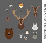 Wild Green Forest Animals in Vector