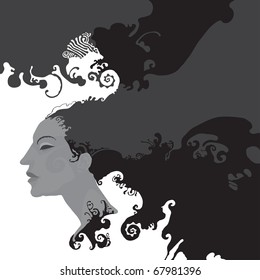 wild hair vector illustration
