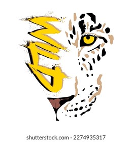 Wild, half jaguar in delicate watercolor and wild part in yellow.
Fashion Design, Vectors for t-shirts and endless applications.