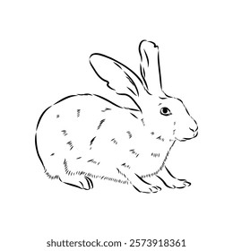 Wild Hare, Hand-Drawn Vector, Graphic Style, Abyssinian hare, vector sketch