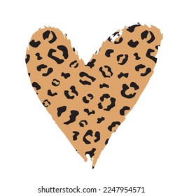 Wild Heart with Animal Print Decor, Isolated Vector Illustration in golden and black colors.