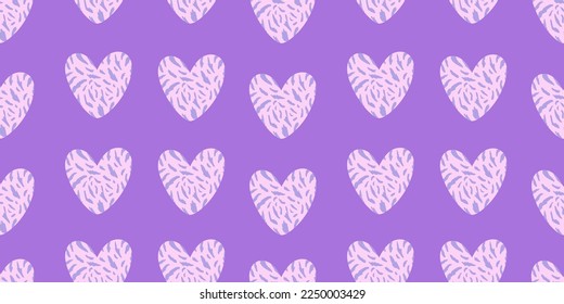 Wild Heart Seamless Pattern. Trendy Animal Skin Print Vector Background Texture, Exotic romantic, Valentines Day hand drawn fabric, textile, wallpaper design