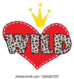 Wild heart shirt design symbol vector.