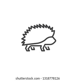 Wild hedgehog line icon. linear style sign for mobile concept and web design. cute hedgehog walking outline vector icon. Night forest animal symbol, logo illustration. Pixel perfect vector graphics