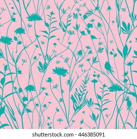 Wild Herbs and Flowers. Seamless pattern.