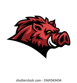Wild Hog Angry Aggressive Boar Vector Logo Design Esports Mascot Template