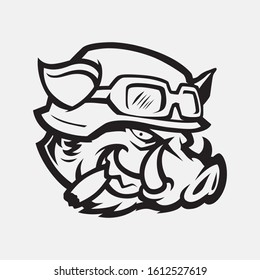 Wild hog or boar head mascot, colored version. Great for sports logos & team mascots. 