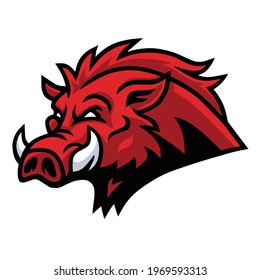 Wild Hog Boar Head Mascot Logo Vector Design 