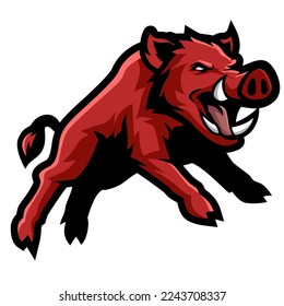 Wild hog or boar mascot vector design illustration