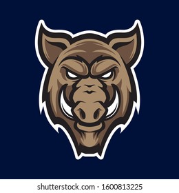 Wild hog head mascot, colored version. Great for sports logos & motoclub mascots.