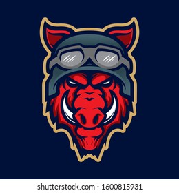 Wild hog head mascot, colored version. Great for sports logos & motoclub mascots.