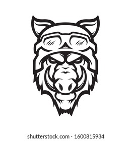 Wild hog head mascot, colored version. Great for sports logos & motoclub mascots.