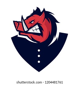 Wild Hog head Mascot logo
