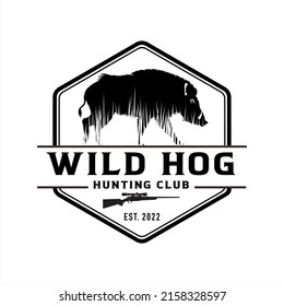 Wild Hog Hunting Club Logo, Company Logo Design Idea, Vector Illustration