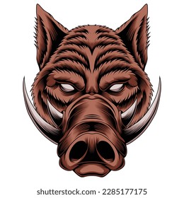 wild hog vector illustration in detailed style