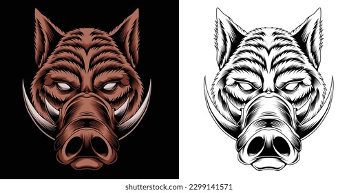 Wild hog vector illustration in detailed style