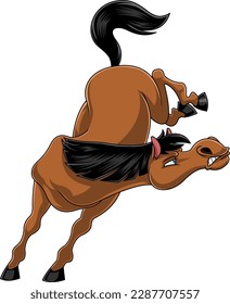 Wild Horse Cartoon Mascot Character Jumping. Vector Hand Drawn Illustration Isolated On Transparent Background