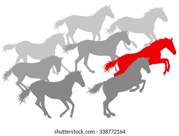 Wild horse fast and strong winner concept vector background isolated over white