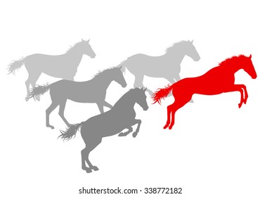 Wild horse fast and strong winner concept vector background isolated over white