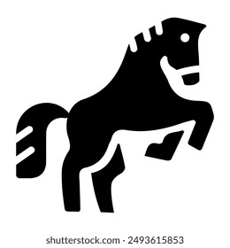 Icono de caballo salvaje diseñado en estilo glifo 