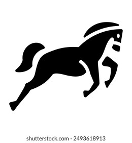 Icono de caballo salvaje diseñado en estilo glifo 