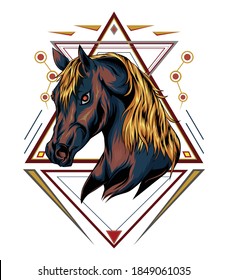 Wild horse illustration design. vector horse logo template.