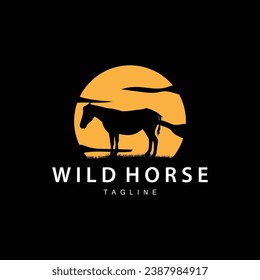Wild Horse Logo Farm Design Silhouette Simple Vector Illustration Template