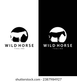 Wild Horse Logo Farm Design Silhouette Simple Vector Illustration Template