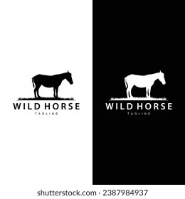 Wild Horse Logo Farm Design Silhouette Simple Vector Illustration Template