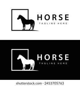 Wild Horse Logo Farm Design Silhouette Simple Vector Illustration Template