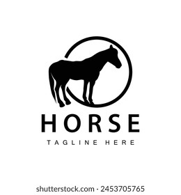 Wild Horse Logo Farm Design Silhouette Simple Vector Illustration Template
