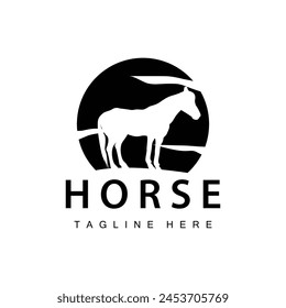 Wild Horse Logo Farm Design Silhouette Simple Vector Illustration Template