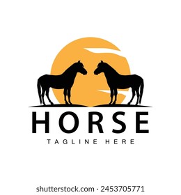 Wild Horse Logo Farm Design Silhouette Simple Vector Illustration Template