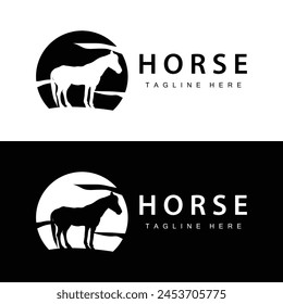 Wild Horse Logo Farm Design Silhouette Simple Vector Illustration Template