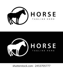 Wild Horse Logo Farm Design Silhouette Simple Vector Illustration Template